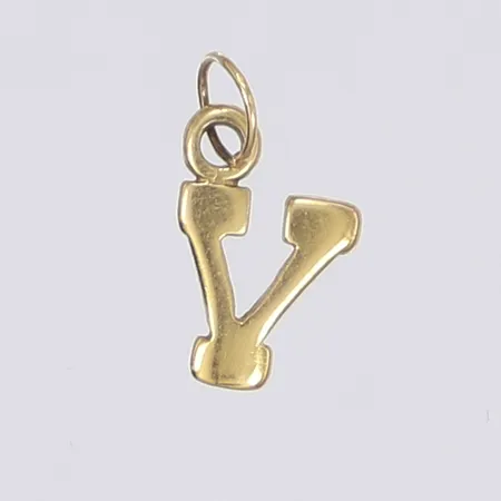 Hänge bokstav "V", 17x8mm, slitet, ostämplat, 18K Vikt: 0,7 g