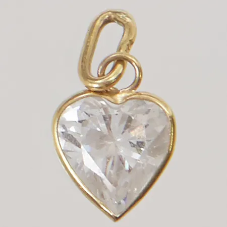 Hänge "hjärta" 7mm, vit sten, 18K 0,4g.