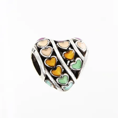 Berlock Pandora, hjärta, emalj, 10x10mm, ALE, silver 925/1000. Vikt: 2 g