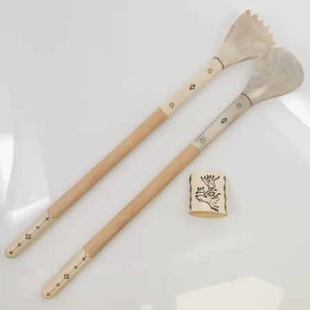 Salladsbestick, 30cm, renhorn samt trä, Piteå.