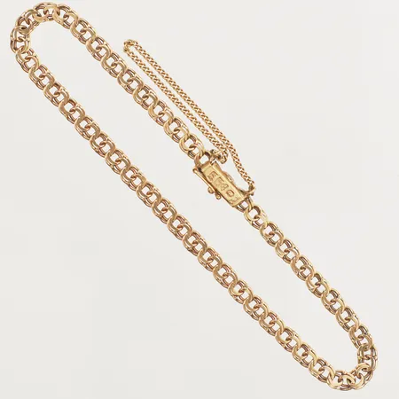 Armband Bismarck, ca 19cm, bredd 3,7mm, säkerhetskedja, 18K Vikt: 5 g