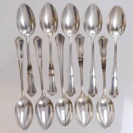 10 Kaffeskedar, längd 11cm, modell Drottning Viktoria, 830/1000 silver Vikt: 110,5 g