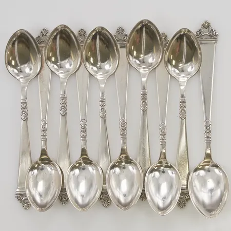 10 Kaffeskedar, 11cm, gravyr, 830/1000 Silver 102,1g.