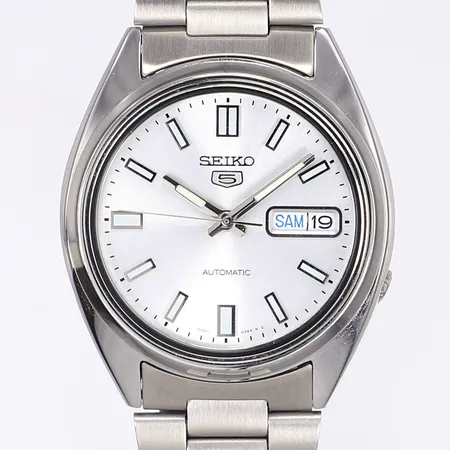 Herrur Seiko 5, Ø37mm, automat, dag/datum, glasbaksida, 7S26-0480, serienummer 150748, stål stålarmband, inga tillbehör