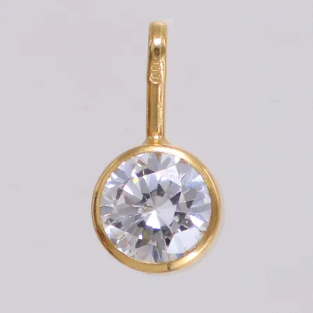 Hänge med sten, längd 14mm inklusive ögla, bredd 7mm, 18K Vikt: 0,9 g