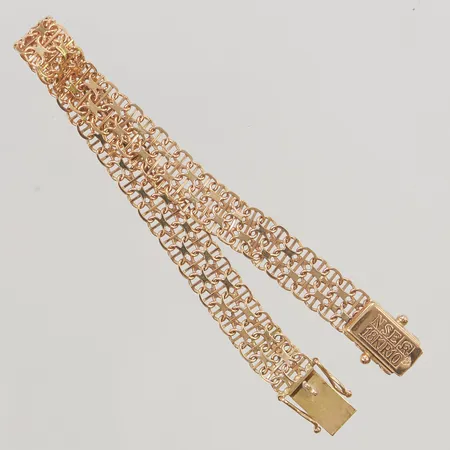Armband x-länk med stav, 17cm, bredd:8mm, 18K 9,2g.