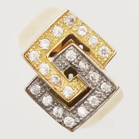 Ring med vita stenar, stl18¼, bredd ca 3-15mm, 18K Vikt: 4,8 g