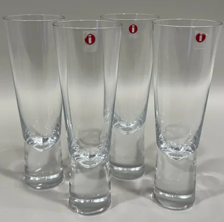 Champagneglas 4st, modell Aarne, design Göran Hongell för Iittala, höjd 16,5cm, 1st saknar etikettmärkning Skickas med postpaket.