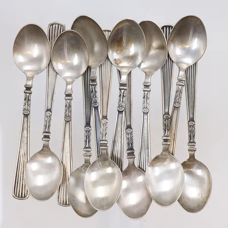 12 kaffeskedar, 11,5cm, silver, 830/1000 Vikt: 143,3 g