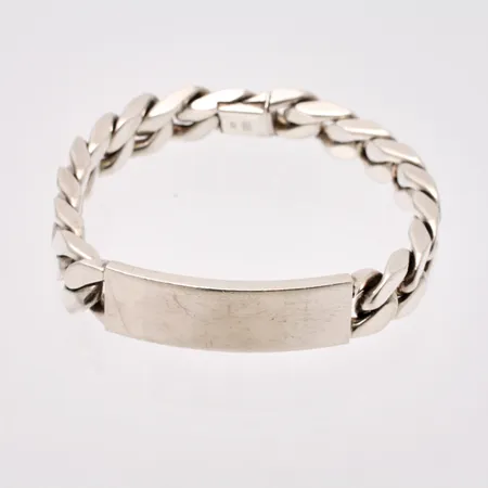 Armband i silver, 21,5cm, Pansar med platta, bredd 12mm, 925/1000, vikt 93,8g.