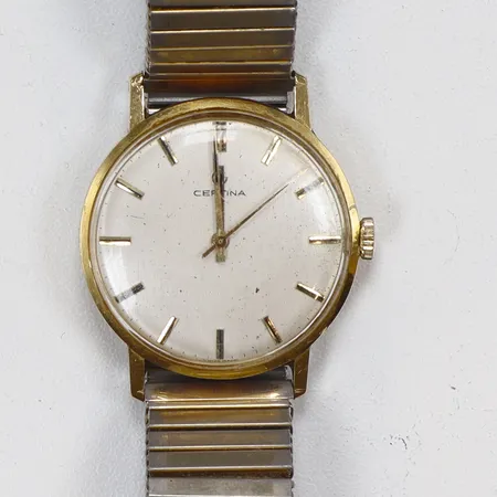 Herrur Certina, Ø35mm, flexlänk, 18K i boett, ask, bruttovikt 60,7g