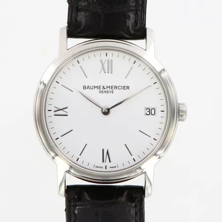 Damur Baume & Mercier Classima Ø33mm, borstat stål, quartz, Ref-nr: MOA10148, Snr: 5649190, läderband, bok, garantikort från 2022, box, ytterkartong