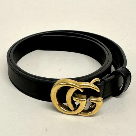 Bälte Gucci GG Marmont thin belt, svart läder med guldfärgad metall, 70*28, bredd 2cm, kvitto Rom 2019, 409417AP00T, dustbag, box Vikt: 0 g