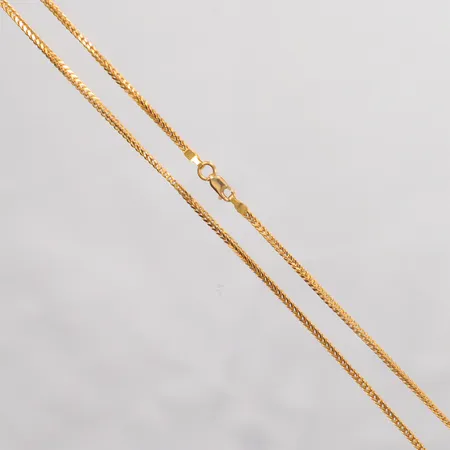 Kedja längd 40,5cm, bredd 1,6mm, små ojämnheter, 21K Vikt: 5,8 g