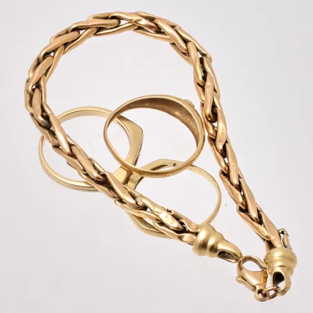 Diverse defekt guld, 18K, vikt 16,3g.
