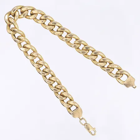 Armband längd 17cm bredd 9mm ihåligt buckligt 18K Vikt: 14 g