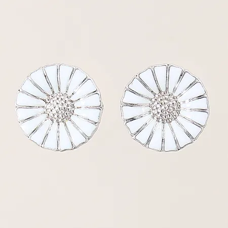 Ett par örhängen GEORG JENSEN Daisy, vit emalj, Ø11,4mm, silver 925/1000 Vikt: 2,5 g
