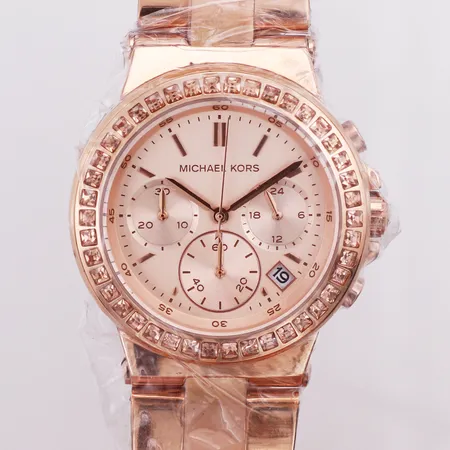 Herrur Michael Kors Ritz, kronograf, roséfärgad stål, quartz, Ø40mm, refnr: MK-5586, snr: 251501, roséfärgad stålband, ca 20cm, fint skick, plasten kvar, instruktionsbok, box