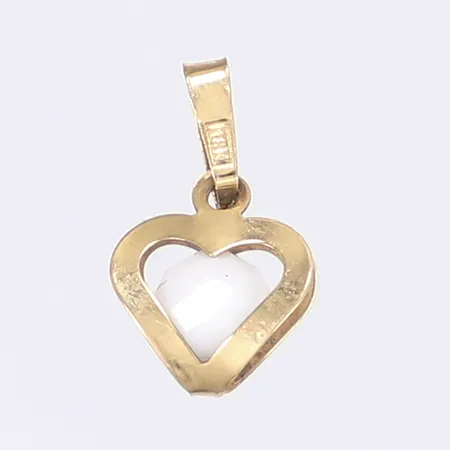 Hänge i form av hjärta med vit sten höjd 15mm inkl öglan 18K Vikt: 0,5 g