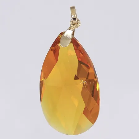 Hänge med fasettslipad orange sten höjd 45mm inkl ögla av 14K, smärre nagg, bruttovikt 12,9g Vikt: 12,9 g