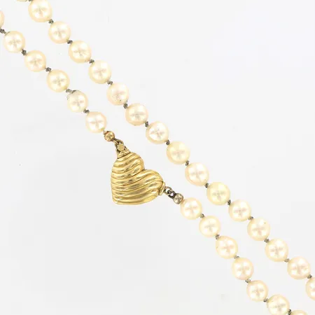 Pärlcollier, odlade sötvattenspärlor, ca 50cm, pärlor ca 6-7mm, lås i 18K Vikt: 0 g