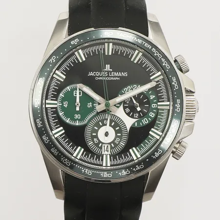 Armbandsur Jacques Lemans Liverpool, chronograf, quartz, 40mm, referensnr 1-2127C, gummiband, längd inklusive ur ca 24cm, box, ytterkartong