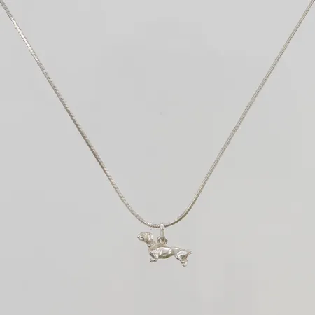 Kedja 44cm, hänge "hund", 925/1000 Silver 6,2g.