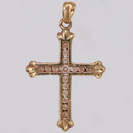 Hänge kors med stenar, längd 25mm inklusive ögla, bredd 15,5mm, 9K Vikt: 1 g