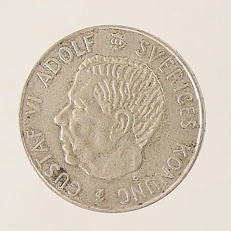Mynt, Gustaf VI Adolf Sveriges Konung, 5 kr, Ø34mm, 1955, silver 400/1000 Vikt: 18 g