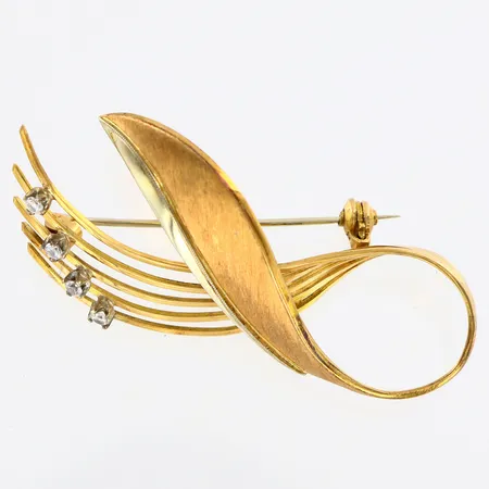 Brosch med stenar, 58mm, bredd:17-26mm, 18K Vikt: 8,7 g