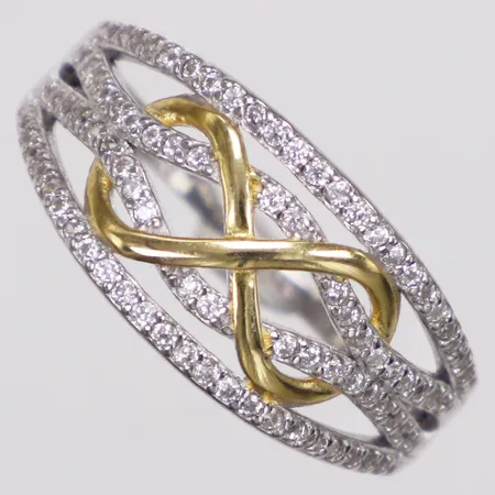 Ring vita stenar, stl 18¼, bredd 1,3-10,2mm, förgylld detalj, 925/1000 silver Vikt: 2,6 g