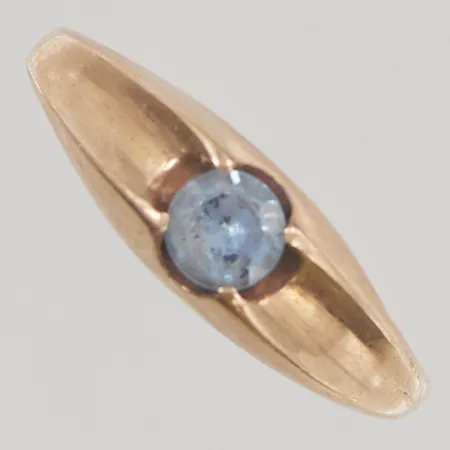 Ring Ø16¼, bredd:5mm, sliten blå sten, 18K 1,6g.