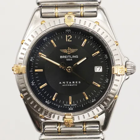 Herrur Breitling Antares, stål, automatisk, 39mm, refnr B10048, serienr 1 9390, datum, guldraiders, roleauxlänk stål, ca 13,5cm, repor, inga tillbehör