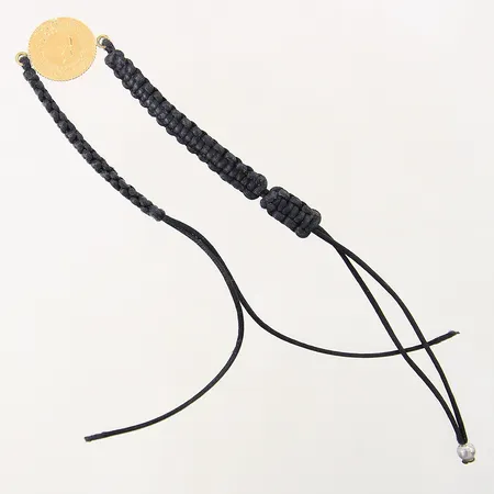 Armband med guldmynt Ataturk 2008 och textilband, myntet något böjd, textilband defekt, 21K, bruttovikt: 3,9g Vikt: 0 g