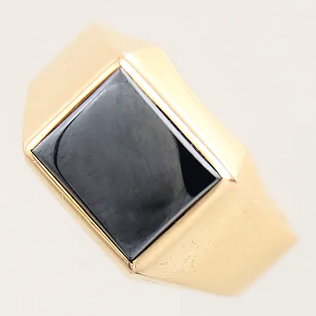 Klackring med hematit, stl 20, bredd 4-12mm, spår av storleksändring, repig skena, 18K Vikt: 7 g