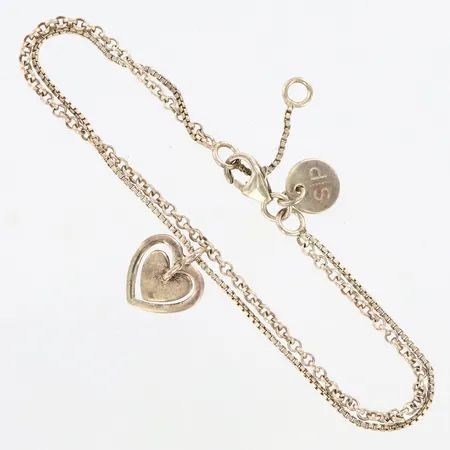 Armband tvåradigt Syster P 16-18cm, med berlock ca11mm, silver 925/1000 Vikt: 3,1 g