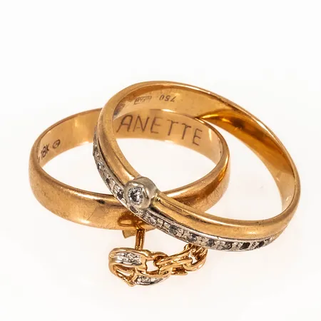 Diverse defekt/graverat guld i 18K. Vikt: 6,0g.