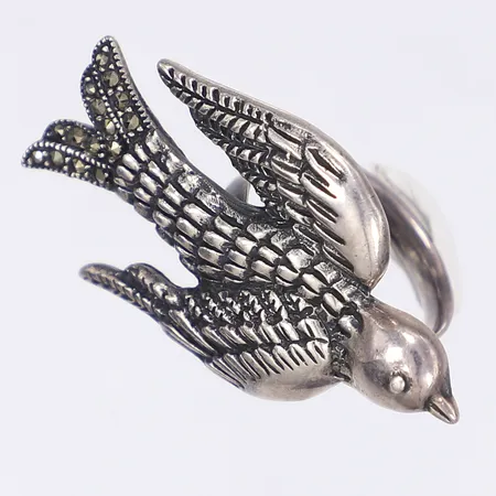 Ring, fågel, ställbar stl ca 18½, bredd 3-24mm, silver 925/1000 Vikt: 9,3 g