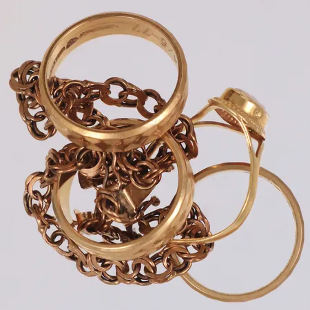 Diverse guld, Camé, stenar, gravyr, skadat, defekt, 18K Vikt: 22,4 g