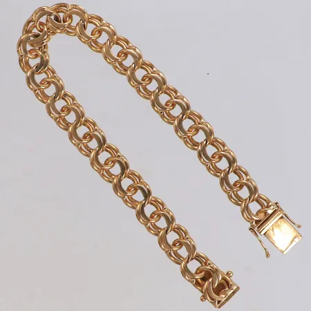 Armband Bismarck, längd 20cm, bredd 9,6mm, Riksby Guldsmedsverkstad Förening Stockholm 1963, 18K Vikt: 34,4 g