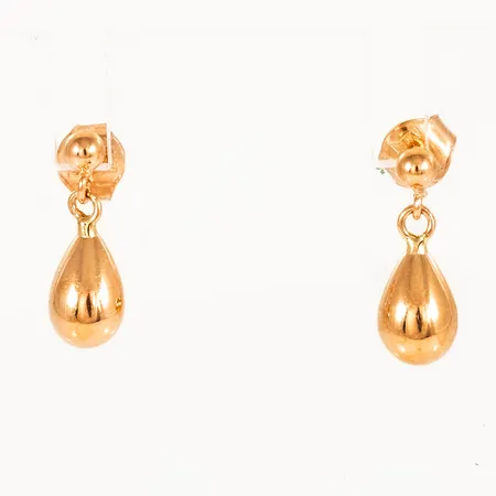 Hängande örhängen Droppar i 18K guld. De är 3 - 5,5 mm breda, 15,5 mm långa och väger 1,3g.