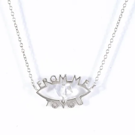 Colliér Efva Attling "From Me To You Necklace" i silver (925/1000) dekorerad med en Herkimerdiamant i mitten av hänget. Hängets mått 23 x 15 mm, kedjans längd 42/45 cm, vikt 5,0g. Nypris ca 2.400:-