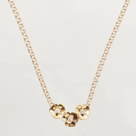 Collier Bismarck med integrerat hänge med vita stenar, längd 42cm, bredd 2,6-10,4mm, 18K Vikt: 5,2 g