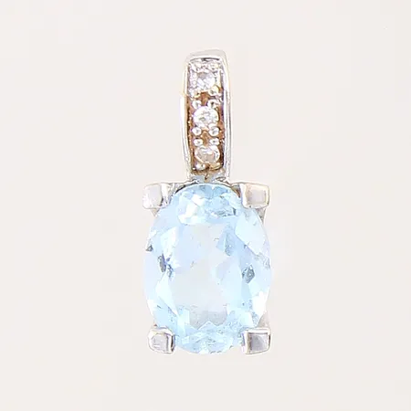 Hänge med blå sten samt diamanter, 3xca 0,005ct, sliten ögla, vitguld, 18K Vikt: 1,2 g