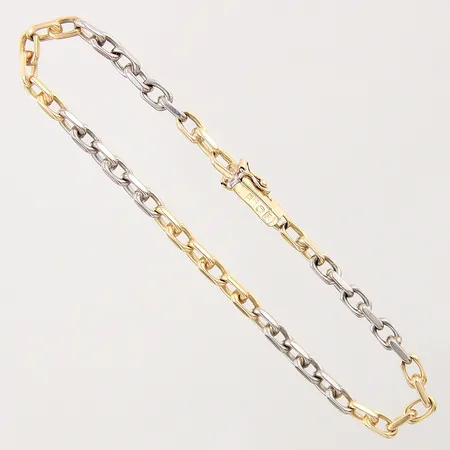 Armband Ankar, längd 19cm, bredd 3,7mm, tvåfärgat, 18K Vikt: 11 g
