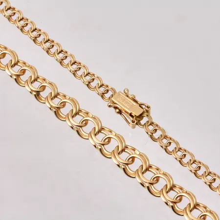 Collier i 18K guld, 45,5cm, Bismarck, bredd 4-6,6mm, tillverkad av Guldfynd, vikt 16,1g.