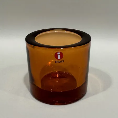 Ljuslykta Kivi, Iittala/marimekko, design Heikki Orvola, höjd 6cm, orange, etikettmärkt