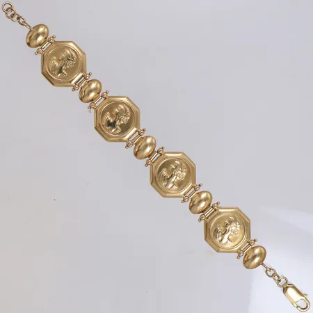 Armband, längd 18-19,5cm, bredd 20,5mm, smärre bucklor, 14K Vikt: 18,8 g