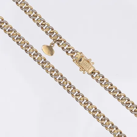 Halskedja pansar vitguld/rödguld, 45,5cm, bredd 5mm, svenska stämplar, bruksslitage, 18K Vikt: 37,2 g