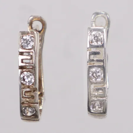 Ett par örhängen vita stenar meandermönster, 17mm, 925/1000 silver Vikt: 2,1 g